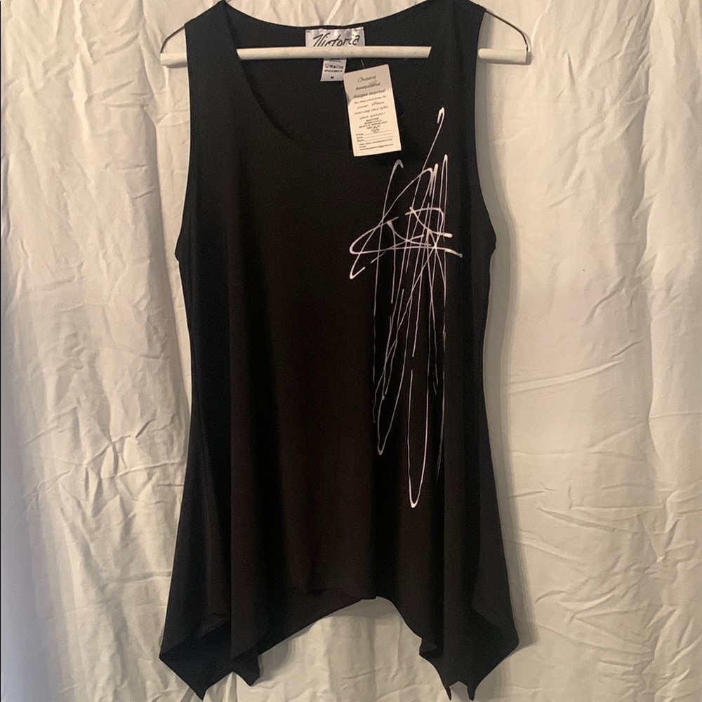 Black and White Asymmetrical Tank Top by Victoria